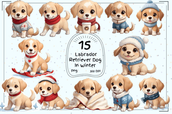 Labrador Retriever Dog in Winter Clipart: A Cozy Design Asset