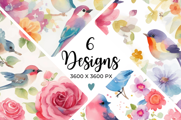 Watercolor Birds & Flowers Digital Paper: Creative Uses for Designers