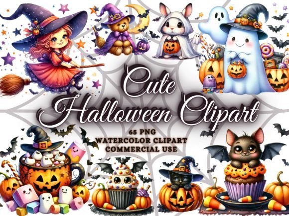 Watercolor Cute Halloween Clipart Bundle: Your Spooky Design Toolkit